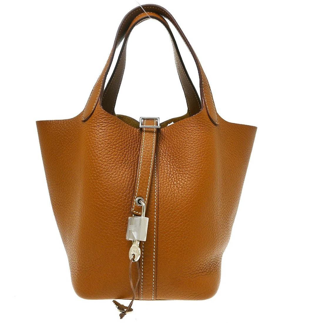 Hermes Picotin Brown Leather Handbag 14cm x 20cm x 18cm: Hermes Picotin Brown Leather Handbag 14cm x 20cm x 18cm Hermes Picotin handbag in brown leather. This piece is made in France and is presented in very good condition, with the exterior noted to be in 