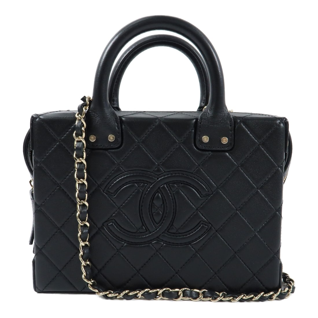 CHANEL AS3345 CC Vanity Case 2 Way Shoulder Bag Black Calfskin (1 of 16)