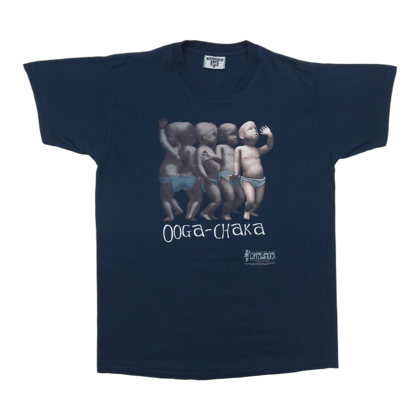 Vintage 1998 Ooga-Chaka Dancing Baby Blue Cotton T Shirt Large: Vintage 1998 Ooga-Chaka Dancing Baby Blue Cotton T Shirt Large Authentic vintage 1998 Ooga-Chaka Dancing Baby shirt with an original 1990s single-stitch construction. This is an original vintage piece