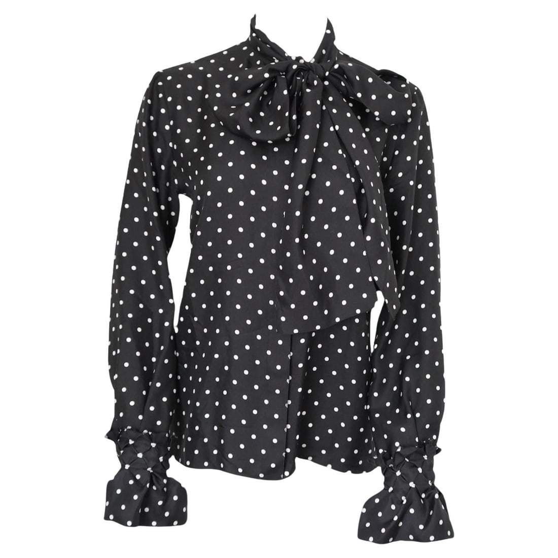 Loewe black white polka dot silk blouse with lavalliere neck (1 of 11)