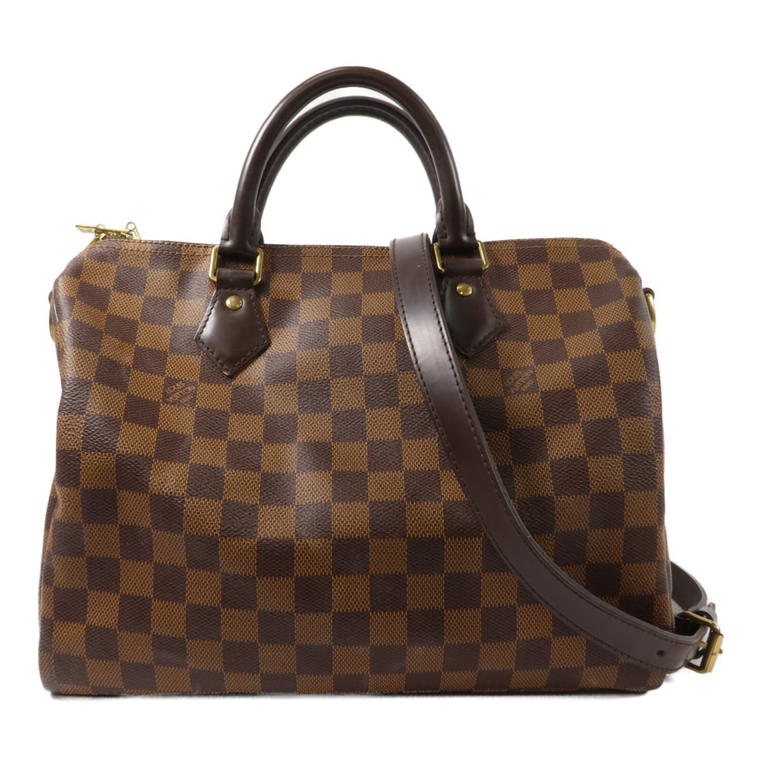 Louis Vuitton Speedy Bandouliere 30 Damier Ebene 2 Way Shoulder Bag N41367: Louis Vuitton Speedy Bandouliere 30 Damier Ebene 2 Way Shoulder Bag N41367 Louis Vuitton Speedy Bandouliere 30 two-way bag in brown Damier PVC coated canvas. This women's bag features top handles and 