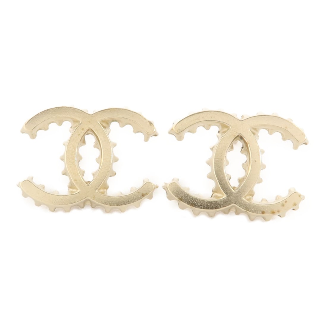 CHANEL CC Pierced Earrings Gold Tone Metal (1 of 9)