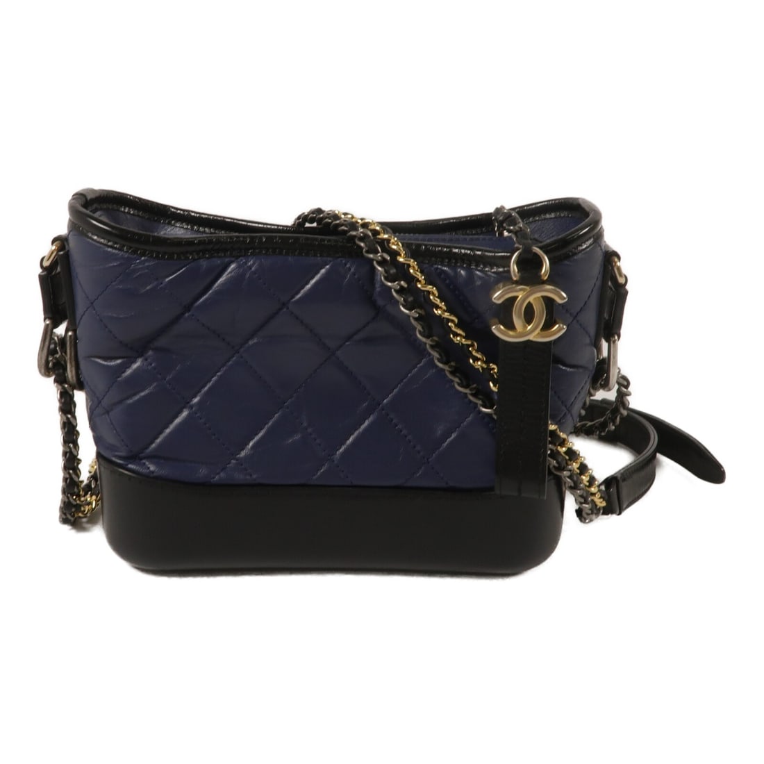 CHANEL Gabrielle A91810 Small Calfskin Shoulder Bag Navy Black (1 of 18)