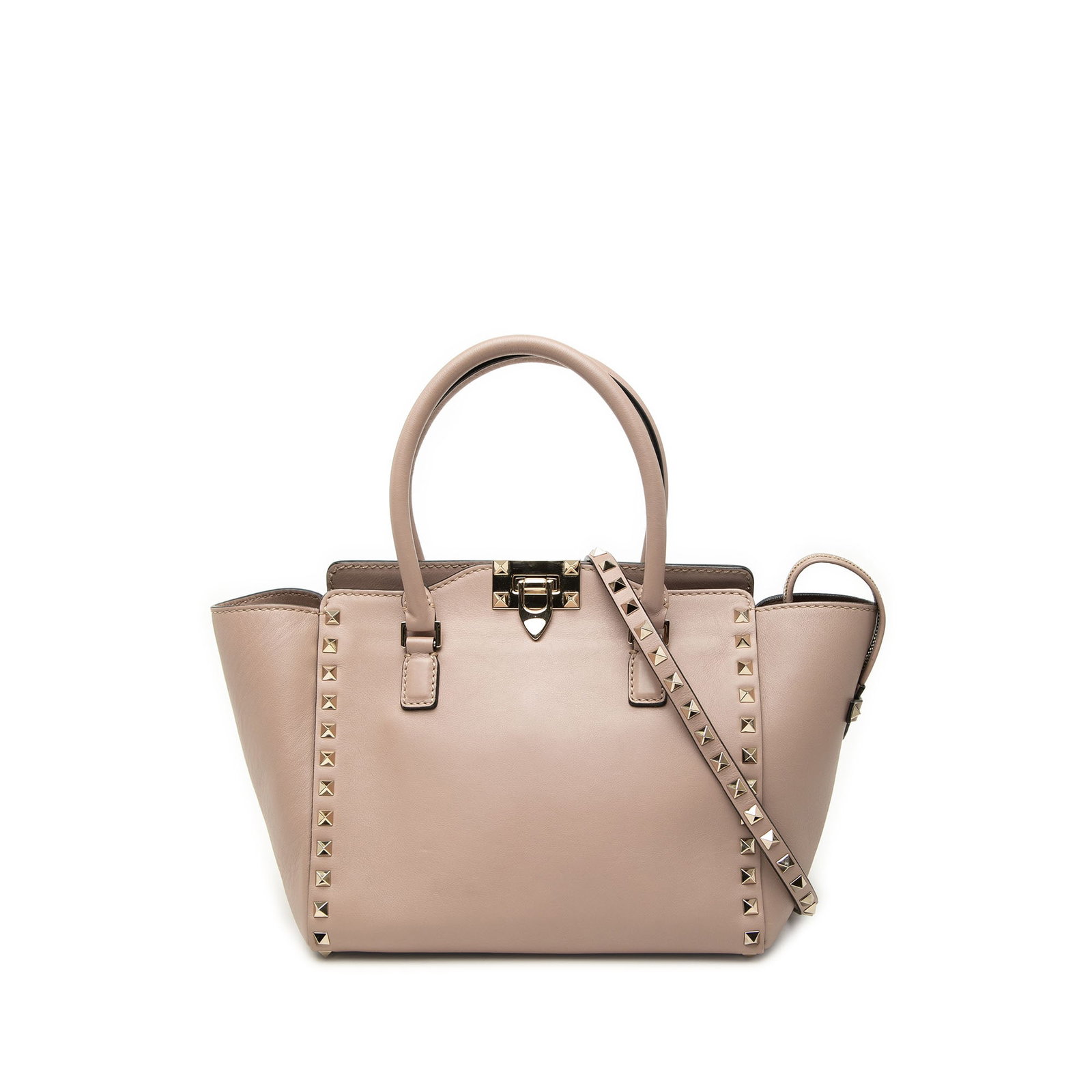 Valentino Rockstud Small Brown Leather Satchel with Shoulder Strap (1 of 6)