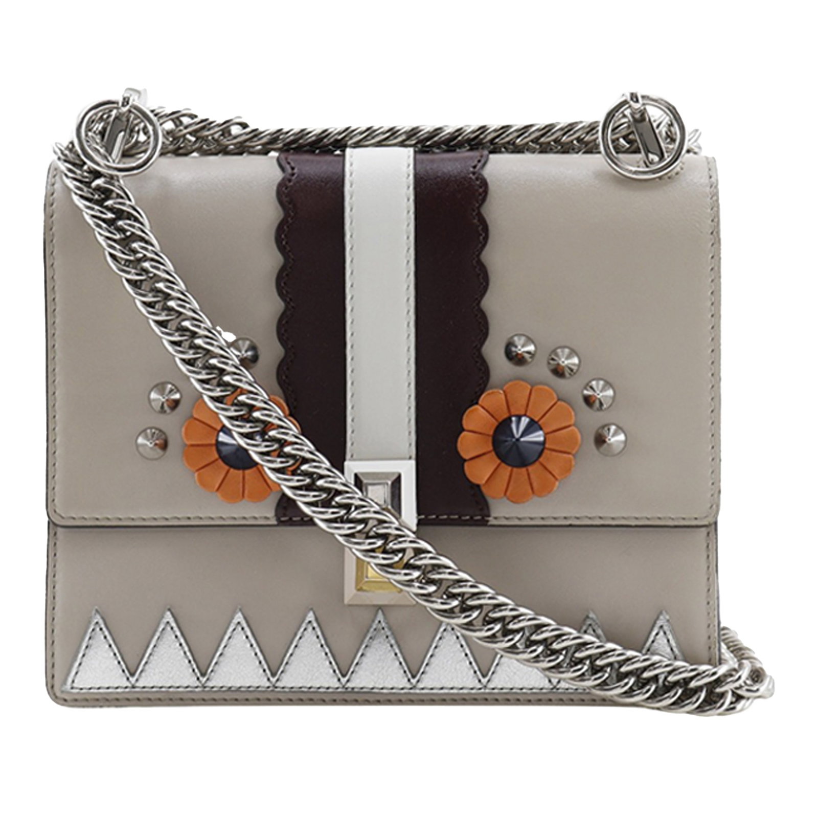 Fendi Kan I Small Hypnoteyes Studded Leather Crossbody Bag Beige (1 of 7)