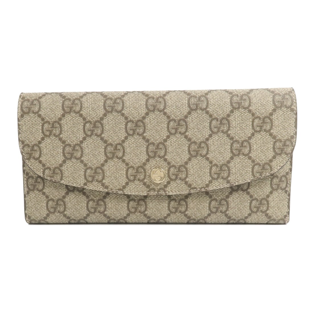 GUCCI 256926 GG tri fold wallet PVC coated canvas brown blue: GUCCI 256926 GG tri fold wallet PVC coated canvas brown blue Gucci tri-fold long wallet in GG coated canvas with a blue and brown colorway. This women's wallet features a structured tri-fold design wi