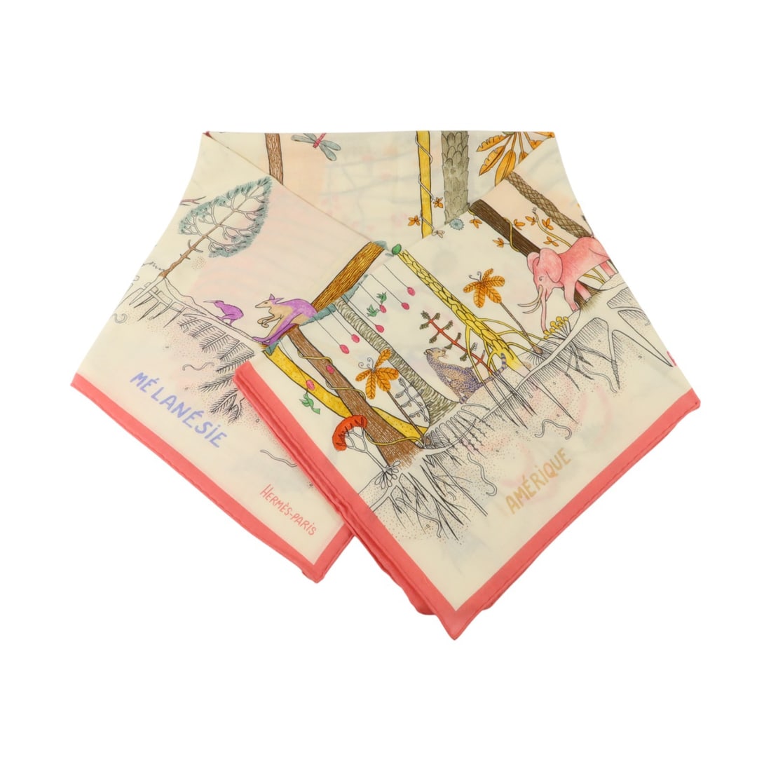 HERMES H244362S 03 Cashmere Silk Scarf 140x140 White Pink Green (1 of 10)