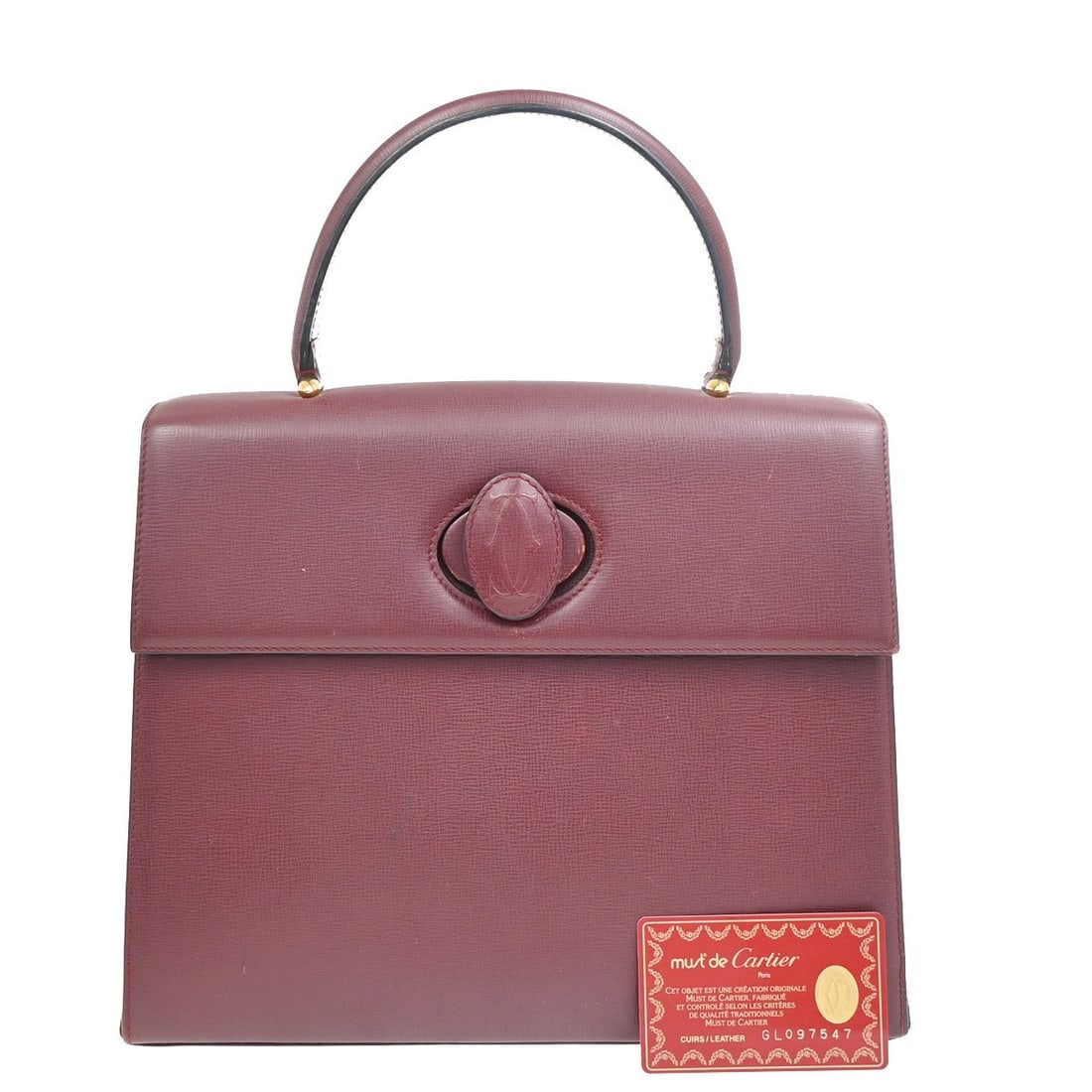 Cartier Must De Cartier Burgundy Leather Handbag (1 of 16)