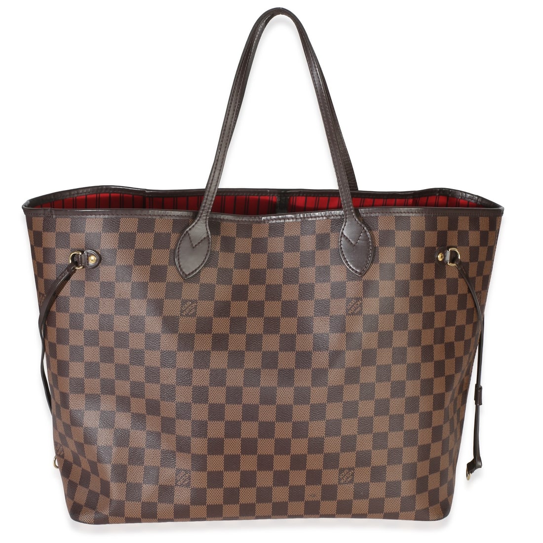 Louis Vuitton Damier Ebene GM tote with dustbag: Louis Vuitton Damier Ebene GM tote with dustbag This Louis Vuitton Damier Ebene Canvas Neverfull GM is a spacious and stylish tote crafted in brown coated canvas with gold-tone hardware. It features a