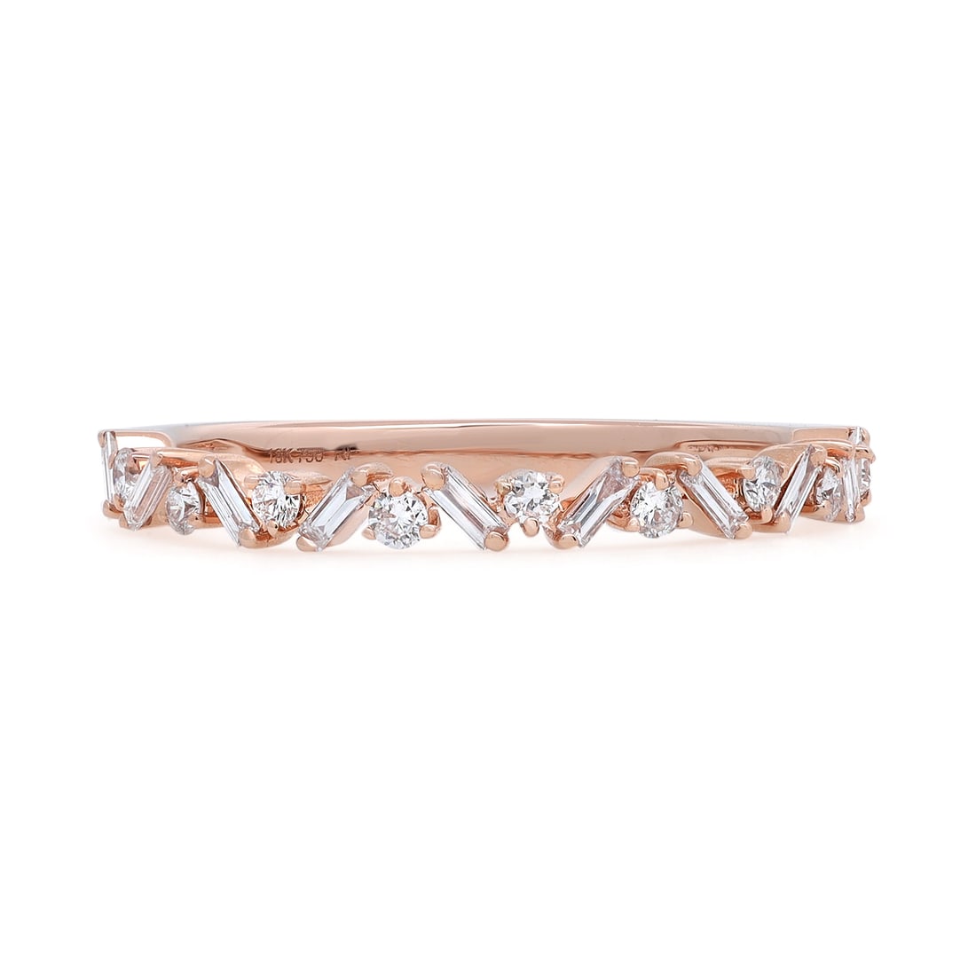 Rachel Koen 0.30Cttw Baguette Round Diamond Ring 18K Rose Gold: Rachel Koen 0.30Cttw Baguette Round Diamond Ring 18K Rose Gold This exquisite ring from Rachel Koen is crafted in luxurious 18K rose gold, featuring a stunning arrangement of baguette and round cut di