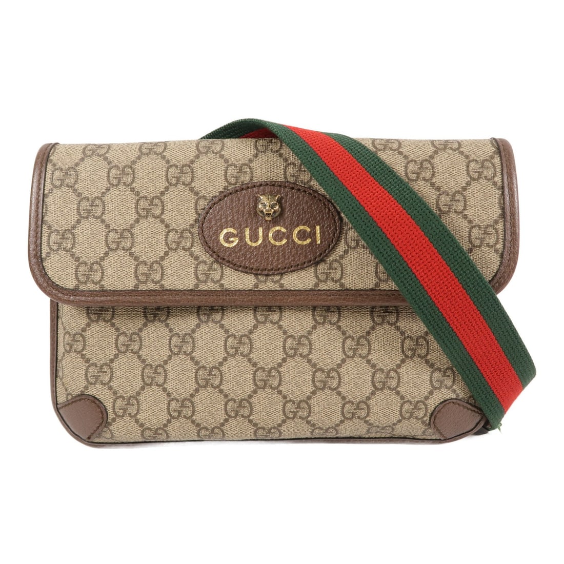 Gucci Neo Vintage GG Supreme Belt Bag 493930 Brown Coated Canvas: Gucci Neo Vintage GG Supreme Belt Bag 493930 Brown Coated Canvas Gucci Neo Vintage GG Supreme belt bag crafted in brown PVC coated canvas. This unisex waist bag/body bag features a magnetic pocket and