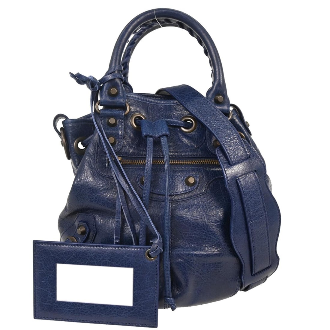 Balenciaga Classic Mini Pompon Blue Leather 2way Top Handle Bag (1 of 10)