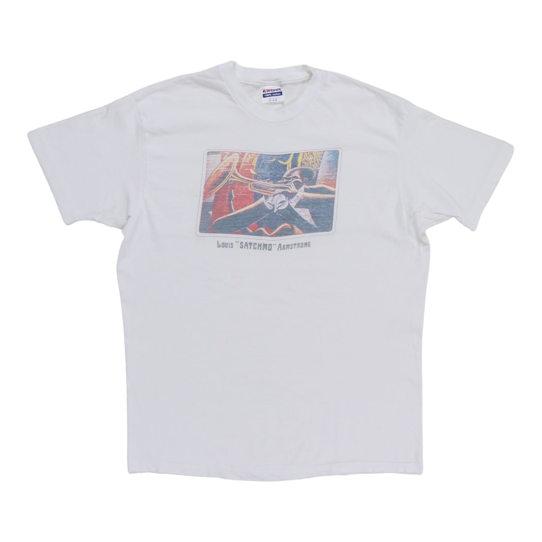 White 1980s Louis Satchmo Armstrong Cotton Graphic Shirt XL (1 of 5)
