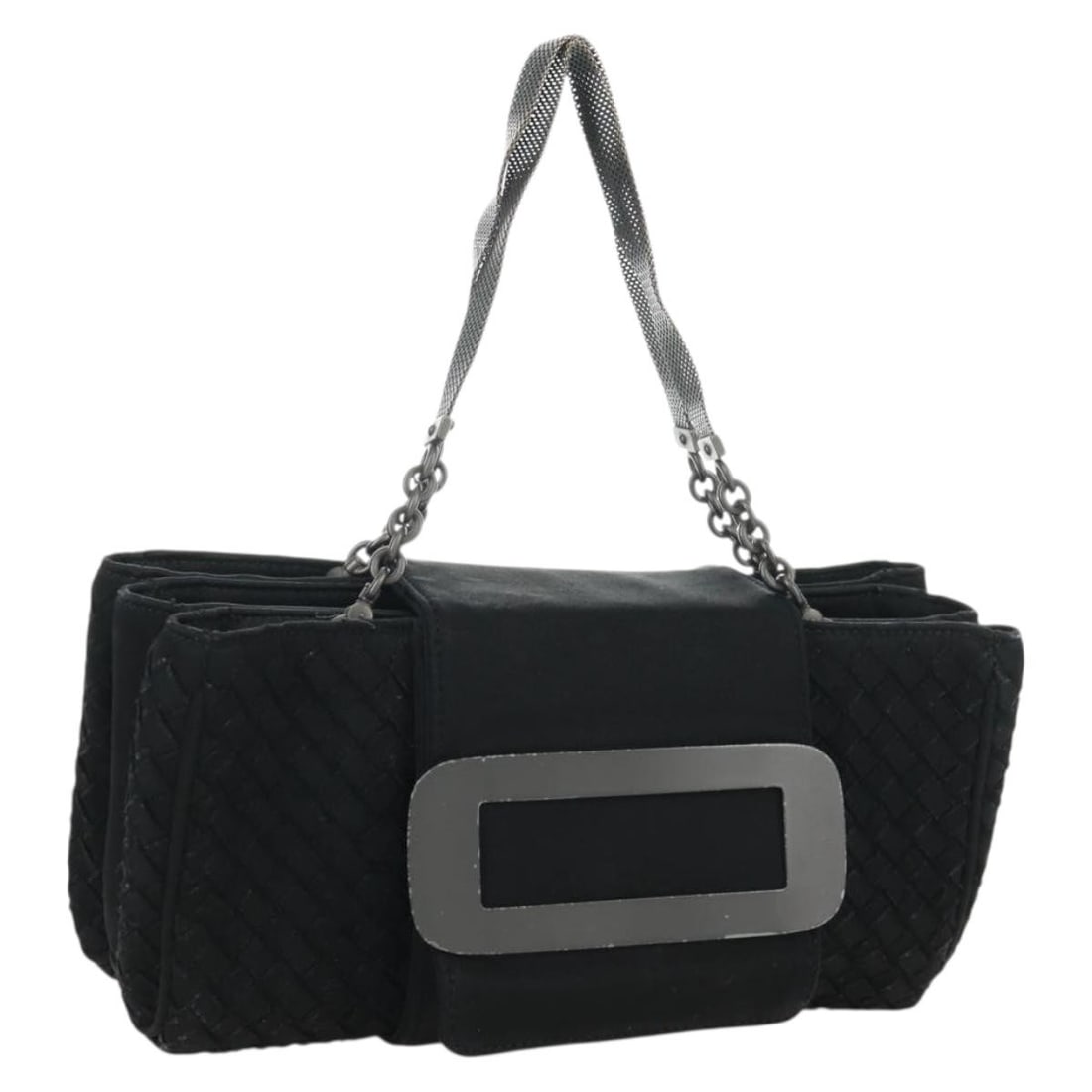 Black Hand Bag Bottega Veneta Intrecciato Chain Italy: Black Hand Bag Bottega Veneta Intrecciato Chain Italy Bottega Veneta Intrecciato chain hand bag in black for women, made in Italy. This authentic pre-owned bag includes only the item shown in the phot