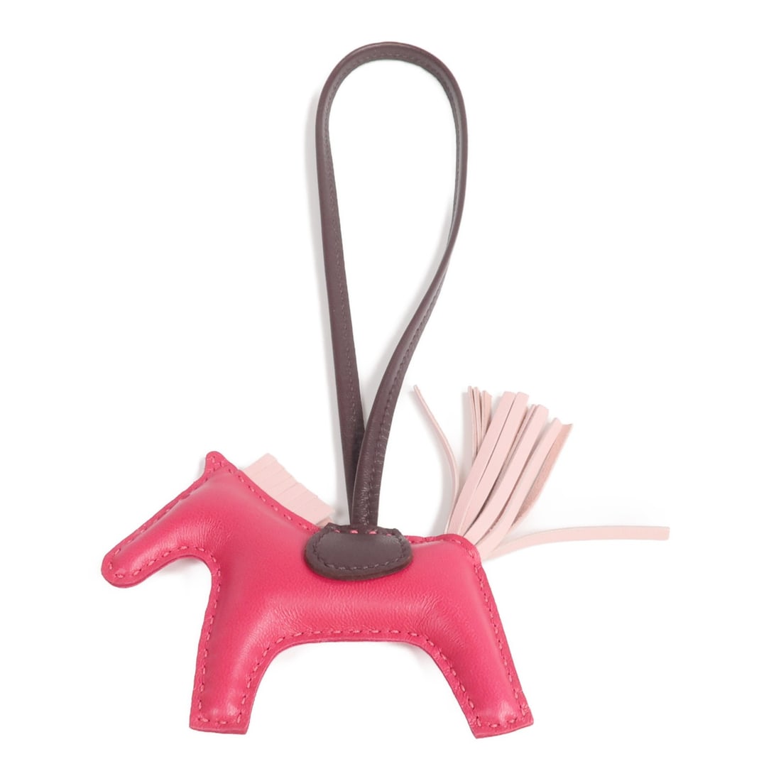 Hermes Rodeo PM Milo Lambskin Bag Charm Red Pink Brown (1 of 8)
