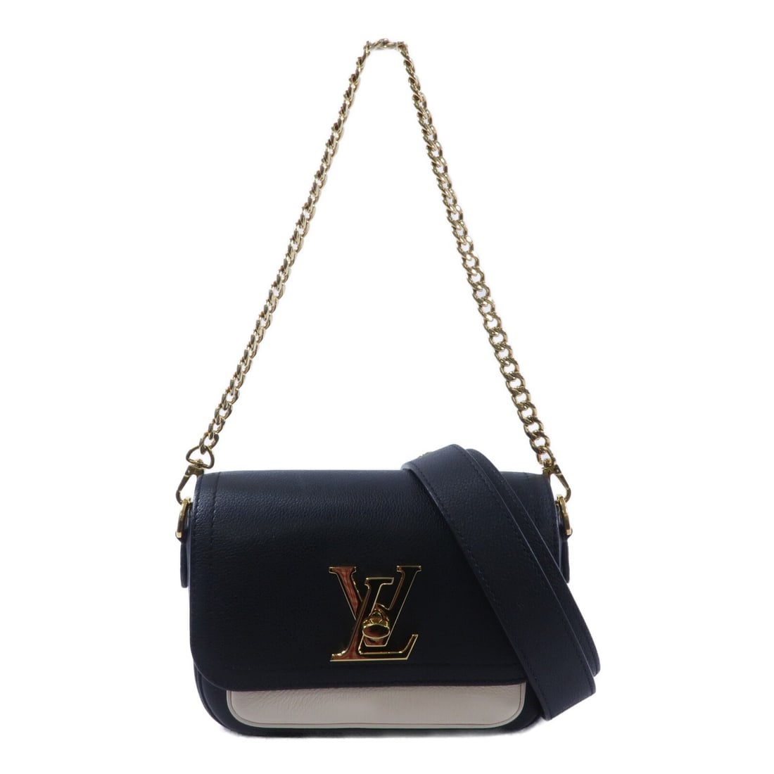 Louis Vuitton Lockme Tender M58557 2 Way Calfskin Bag Black White: Louis Vuitton Lockme Tender M58557 2 Way Calfskin Bag Black White Louis Vuitton Lockme Tender 2-way shoulder bag in black and white calfskin leather. This women's bag features a turn-lock closure, two