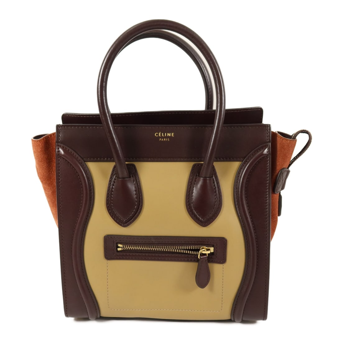 CELINE Micro Luggage Brown Calfskin Tote Bag: CELINE Micro Luggage Brown Calfskin Tote Bag Celine Micro Luggage handbag in brown calfskin leather with gold-tone hardware. This women's tote bag is made in Italy and features multiple interior and e
