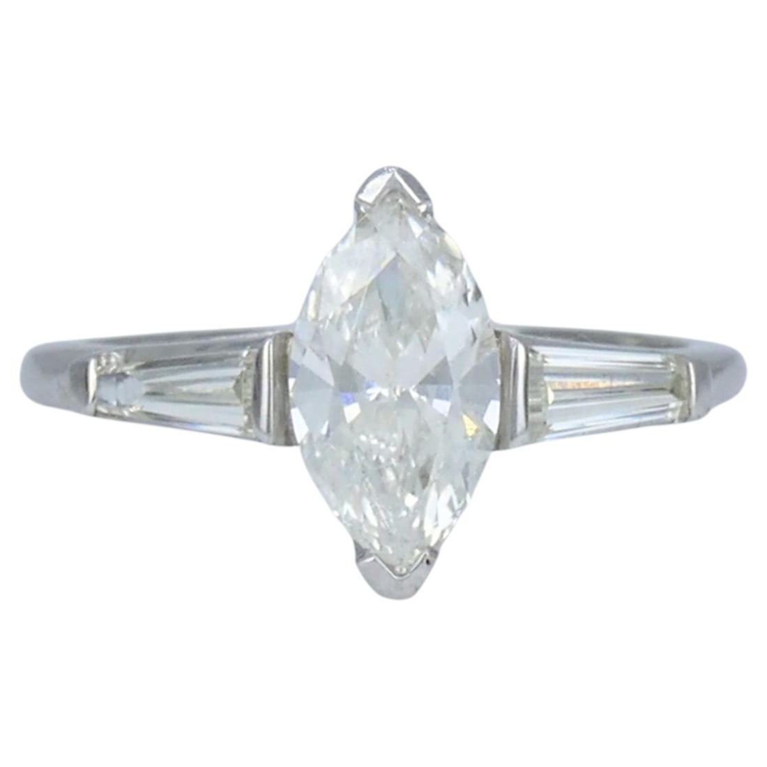 Platinum Marquise Diamond 3 Stone Ring 1.07 Carat Size 7.25 (1 of 9)