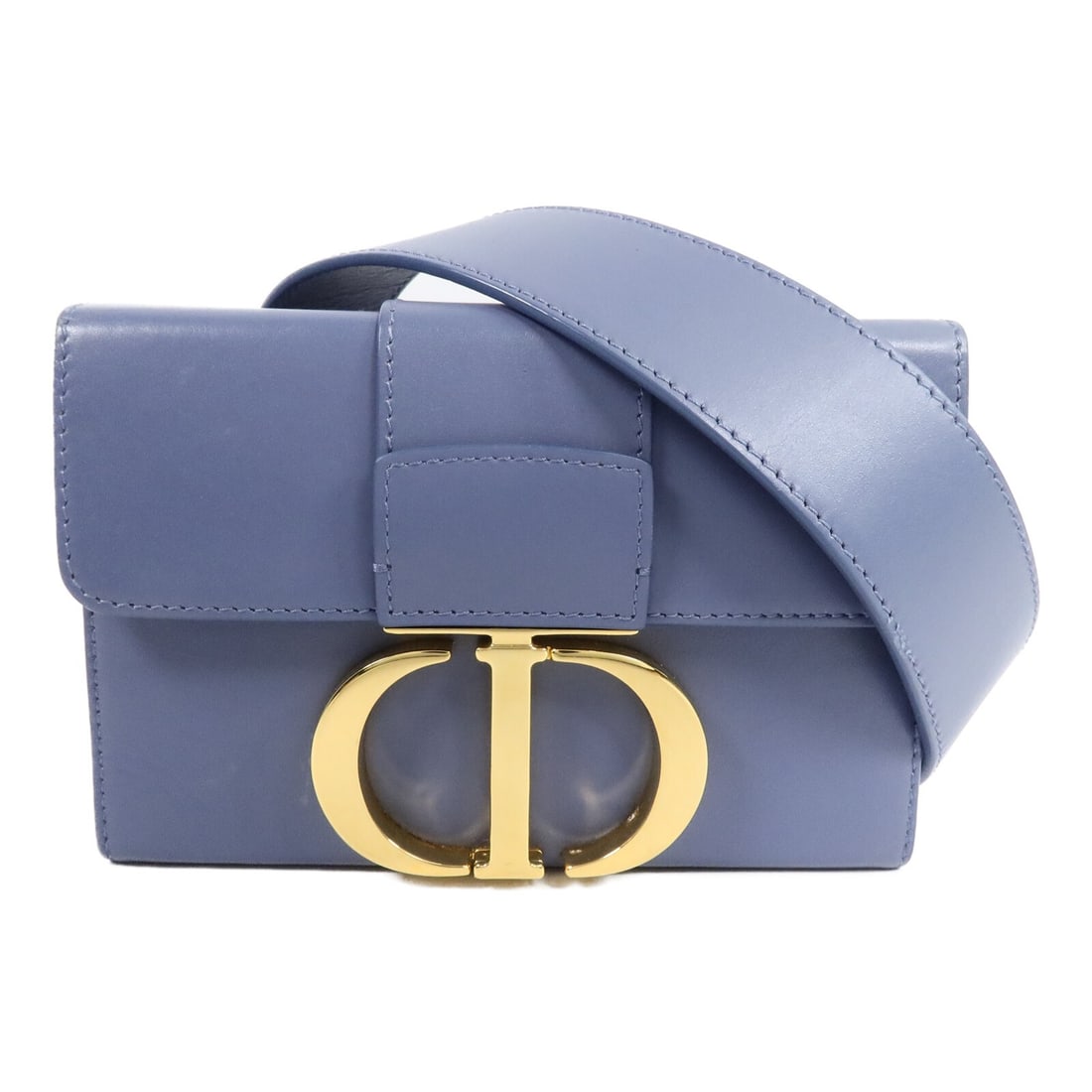 Dior 30 Montaigne Mini Blue Calfskin Shoulder Bag with Strap: Dior 30 Montaigne Mini Blue Calfskin Shoulder Bag with Strap Christian Dior 30 Montaigne mini shoulder bag in blue calfskin leather. This women's shoulder bag features a compact structured design with