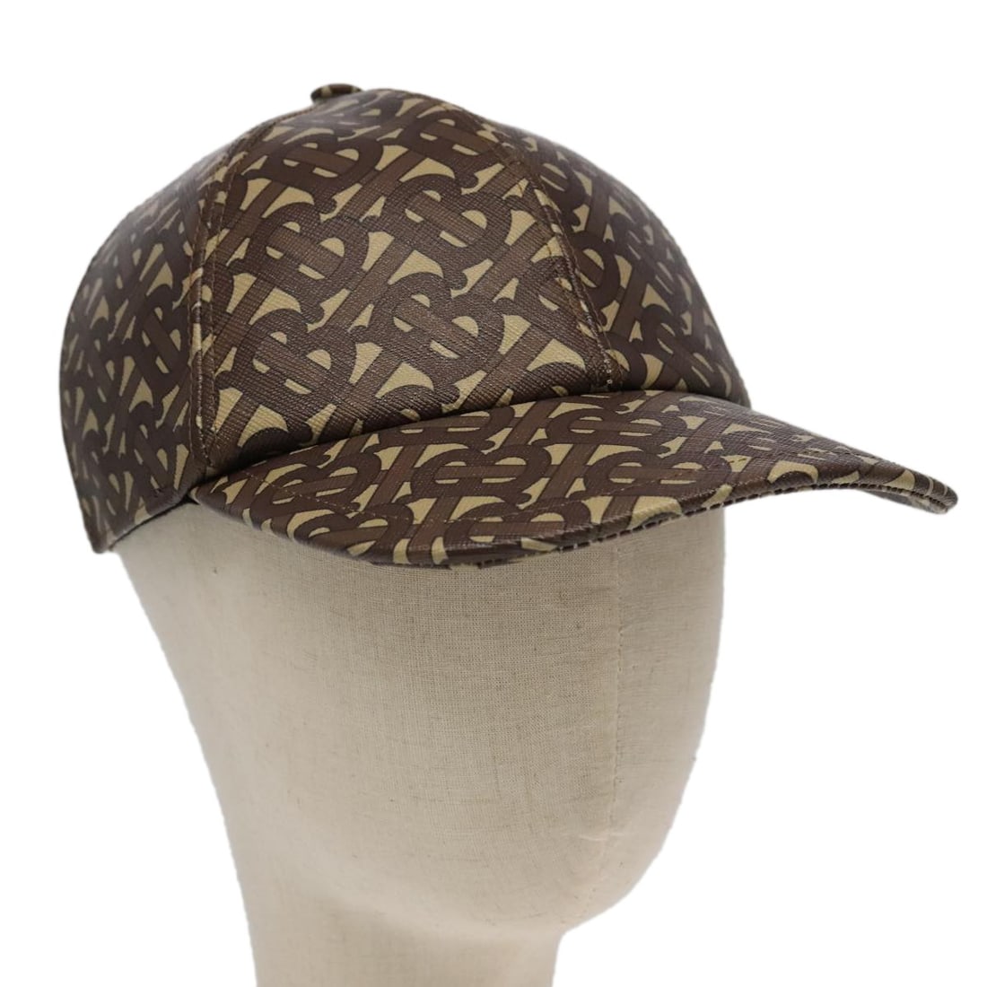 Burberry 8018971 TB Monogram Brown PVC Leather Women's Cap M (1 of 17)