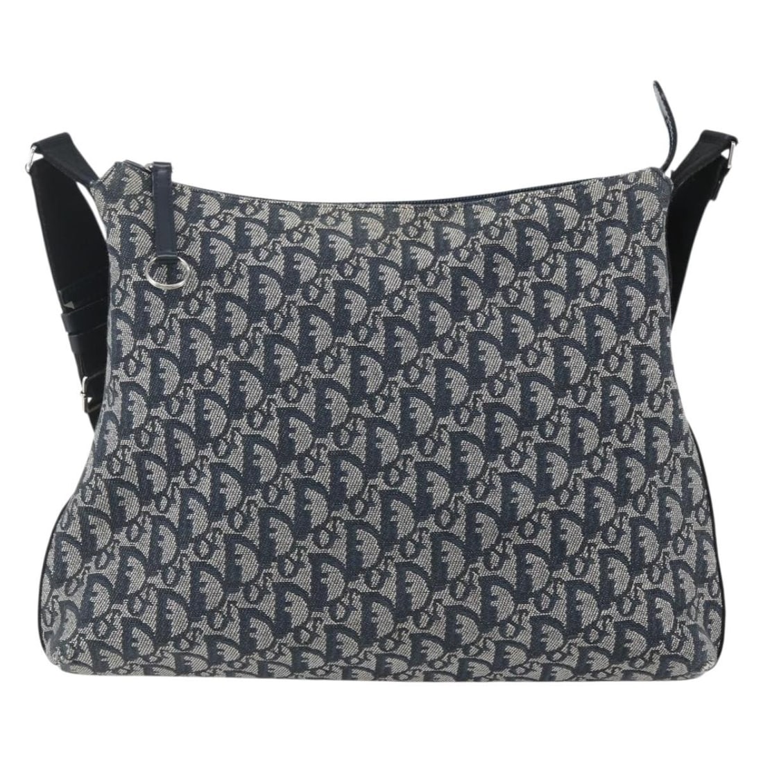 Christian Dior Vintage Trotter Shoulder Bag Navy Canvas: Christian Dior Vintage Trotter Shoulder Bag Navy Canvas This vintage Christian Dior Trotter shoulder bag features navy canvas construction with leather accents. It offers a spacious design suitable fo