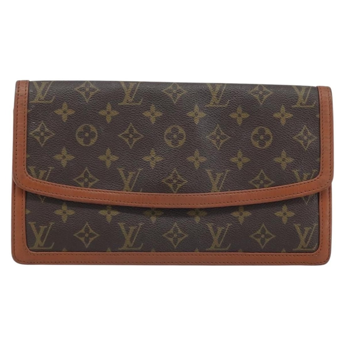 Louis Vuitton Dame Pochette Brown Canvas Clutch Bag: Louis Vuitton Dame Pochette Brown Canvas Clutch Bag This Louis Vuitton Dame Pochette is crafted from monogram canvas in brown and designed for women. The bag features a spacious interior and classic m