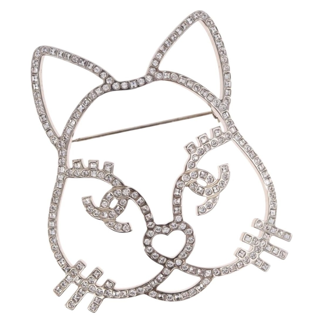 CHANEL CC Silver Tone Metal Brooch Italy: CHANEL CC Silver Tone Metal Brooch Italy A CHANEL brooch in silver-tone metal, made in Italy. It comes with the item box and is described as being in very good AB condition with slight surface scratch