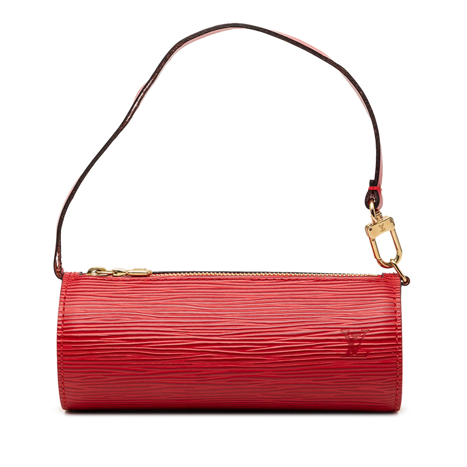 Louis Vuitton Epi Pochette Papillon Red Leather Bag: Louis Vuitton Epi Pochette Papillon Red Leather Bag A Louis Vuitton Epi Pochette Papillon bag made in France, crafted in red epi leather with a detachable leather strap and top zip closure. The bag is