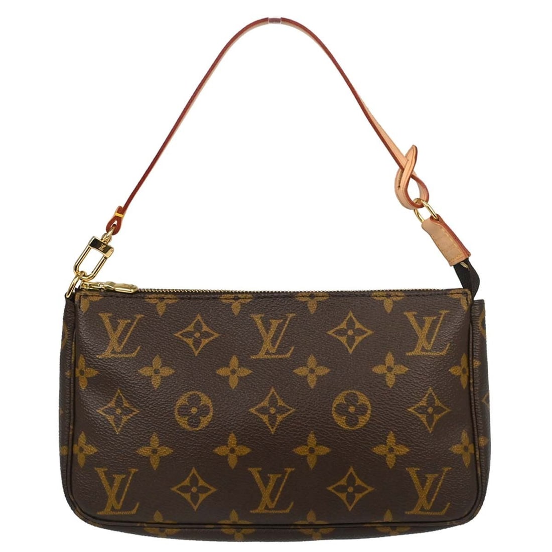 Louis Vuitton Pochette Accessoires Monogram Canvas Pouch M51980 Spain: Louis Vuitton Pochette Accessoires Monogram Canvas Pouch M51980 Spain Louis Vuitton Monogram Pochette Accessoires handbag in brown Monogram canvas and leather, featuring a zip closure, top handle styl