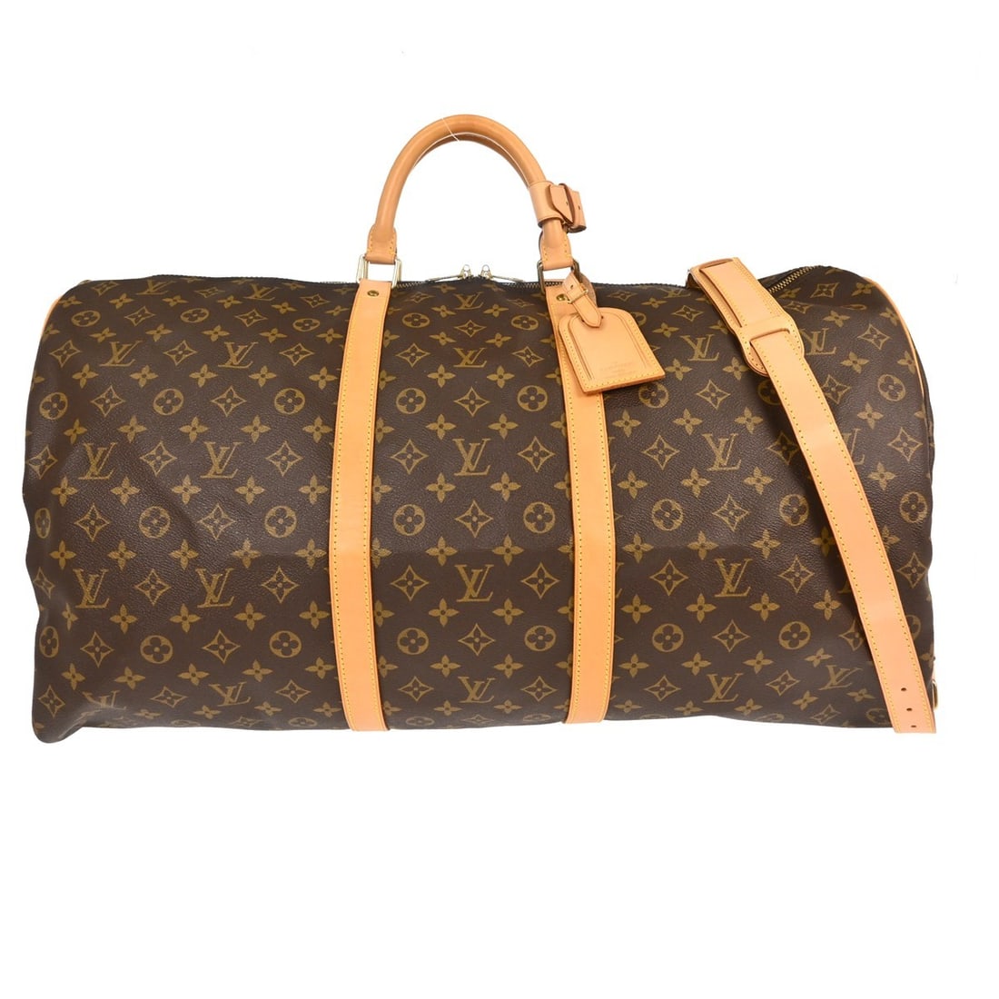 Louis Vuitton Keepall Bandouliere 60 Monogram Duffle Bag M41412: Louis Vuitton Keepall Bandouliere 60 Monogram Duffle Bag M41412 Louis Vuitton Monogram Keepall Bandouliere 60 duffle bag, style M41412, in brown Monogram Canvas and leather. It features a zip closure,