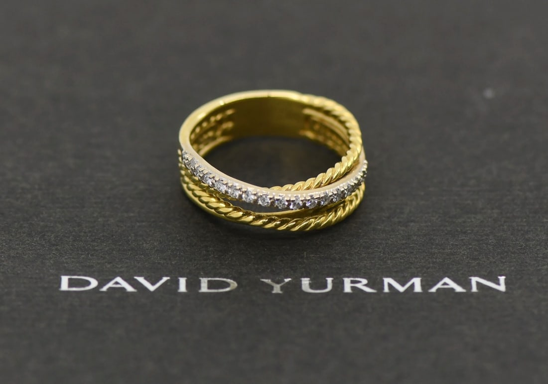 David Yurman 18K Yellow Gold Diamond Ring Size 7.5 Authentic (1 of 3)