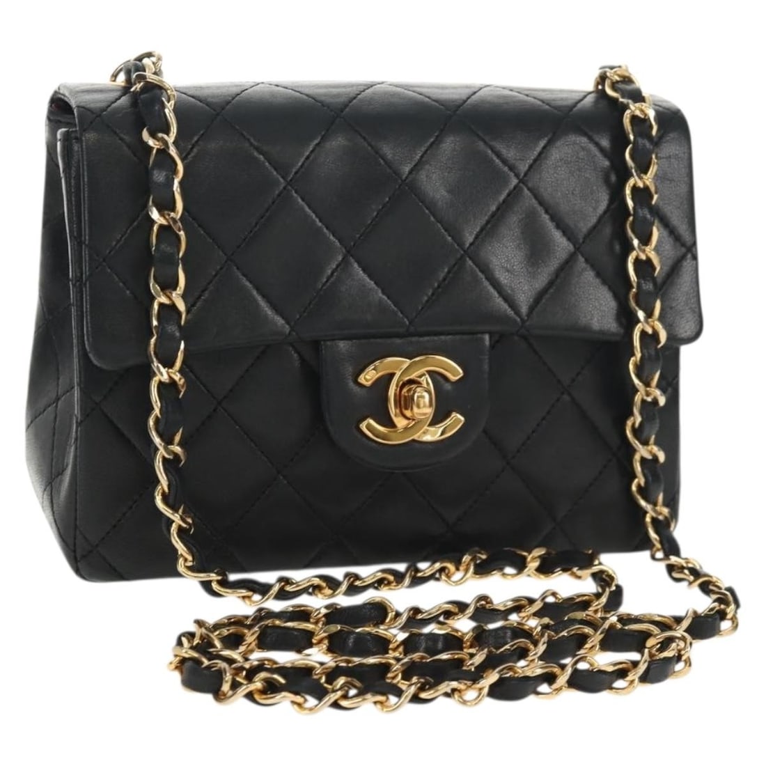 CHANEL CC Matelasse Lamb Skin Shoulder Bag Black Gold: CHANEL CC Matelasse Lamb Skin Shoulder Bag Black Gold CHANEL Matelasse chain shoulder bag in black lamb skin with gold-tone detailing. Made in France, this women's shoulder bag includes a dust bag. Co