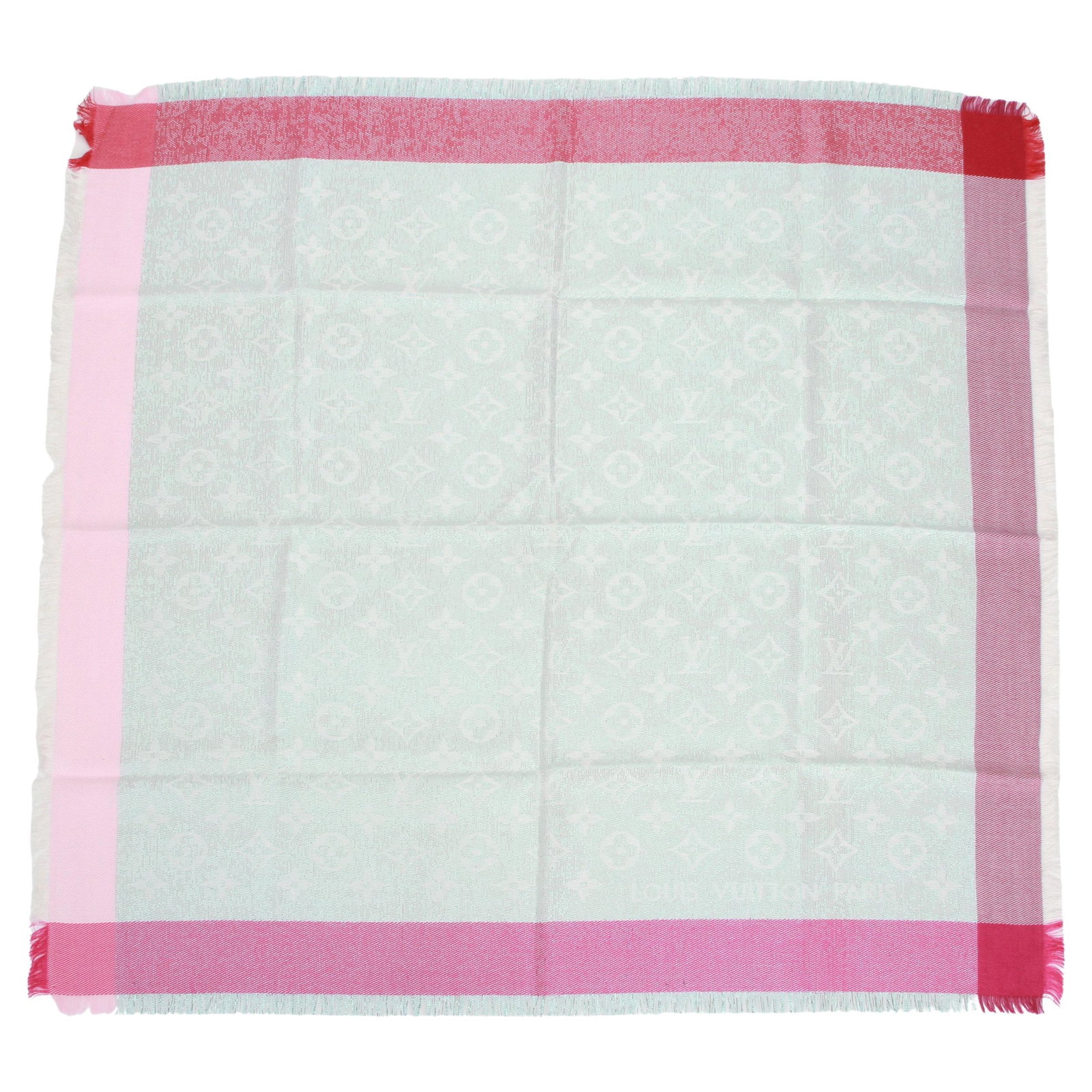Louis Vuitton Celeste Pink Fuchsia Lurex Scarf 28x28 Italy: Louis Vuitton Celeste Pink Fuchsia Lurex Scarf 28x28 Italy Elevate your accessory collection with the New Vuitton Celeste Pink Fuchsia Lurex Scarf. Crafted by the renowned designer Louis Vuitton, this