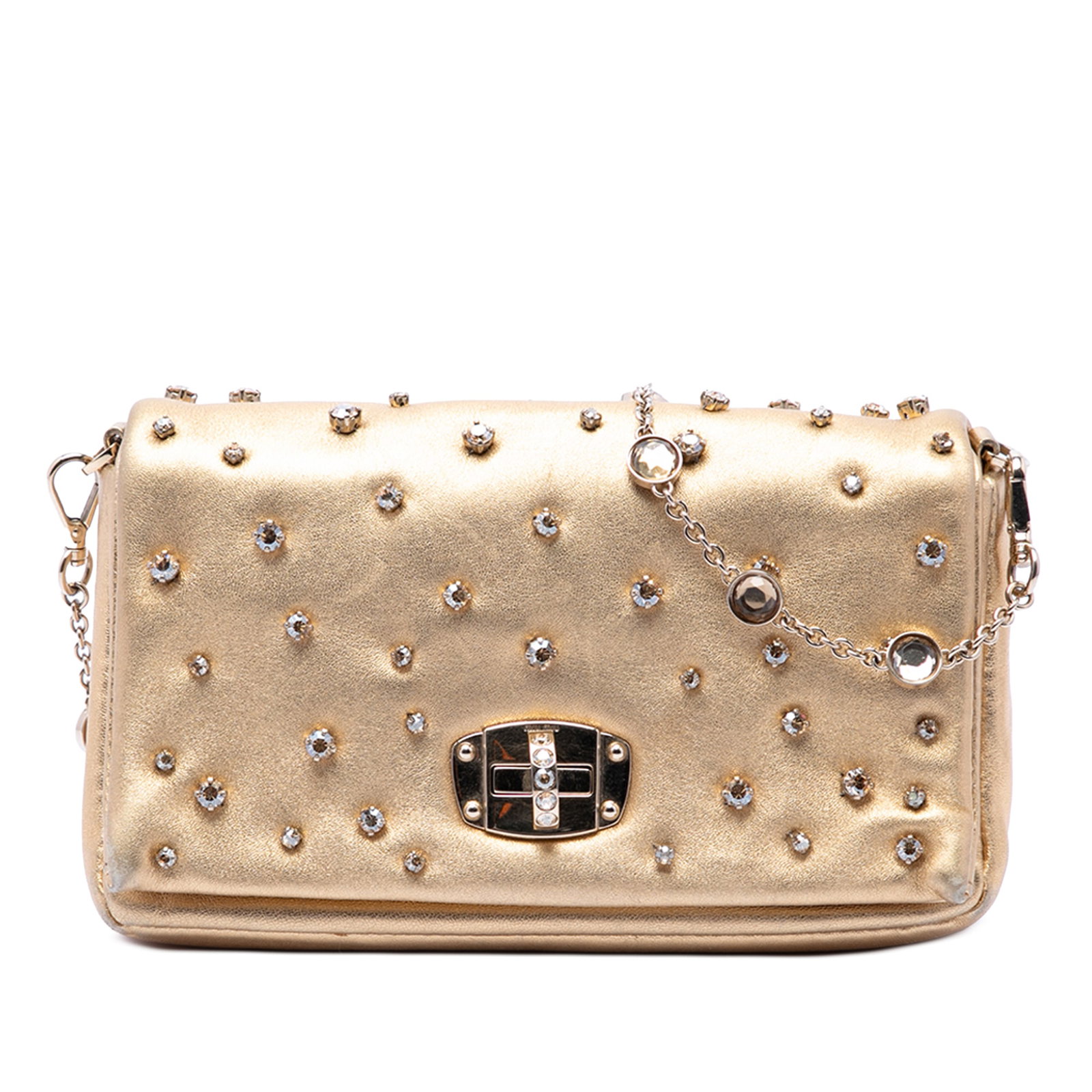 Miu Miu Strass Studded Metallic Nappa Leather Crossbody Bag (1 of 6)