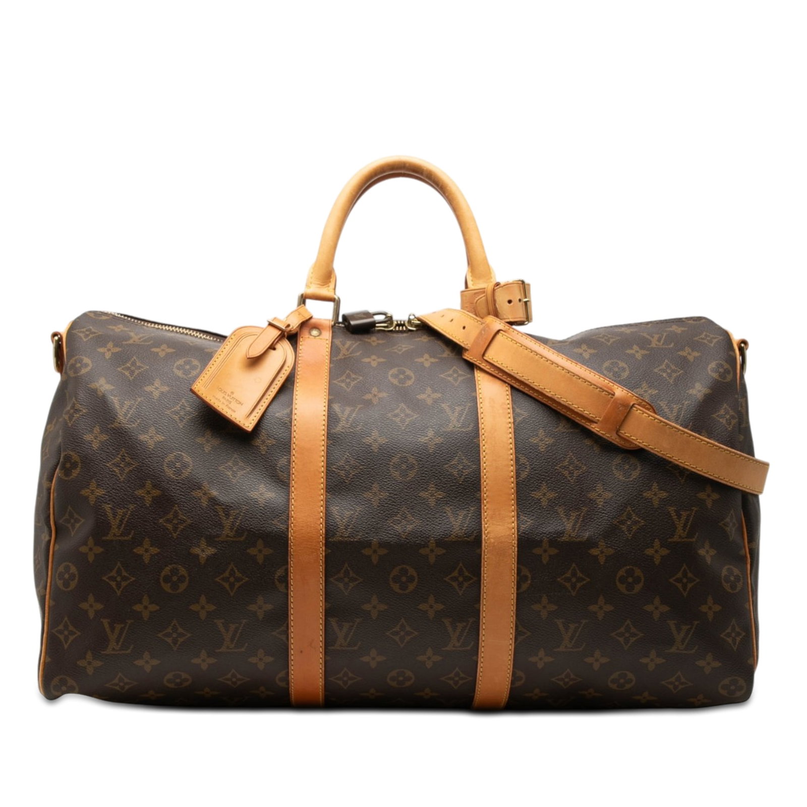 Louis Vuitton Keepall Bandouliere 50 Monogram Travel Bag: Louis Vuitton Keepall Bandouliere 50 Monogram Travel Bag Louis Vuitton Monogram Keepall Bandouliere 50 travel bag crafted with a monogram canvas body, rolled vachetta leather handles, a detachable vac