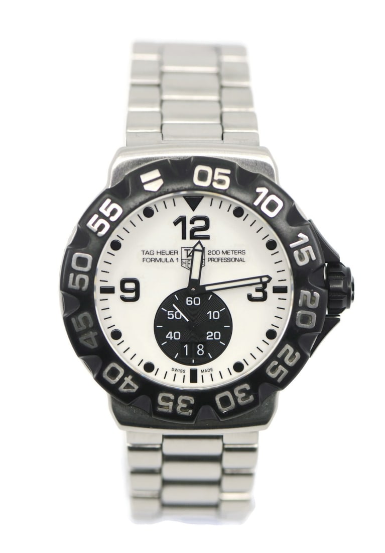 Men's TAG Heuer Formula 1 Quartz Stainless Steel Analog Watch WAH1011: Men's TAG Heuer Formula 1 Quartz Stainless Steel Analog Watch WAH1011 This TAG Heuer Formula 1 wristwatch features a 44mm stainless steel case and a stainless steel band, paired with a white analog di