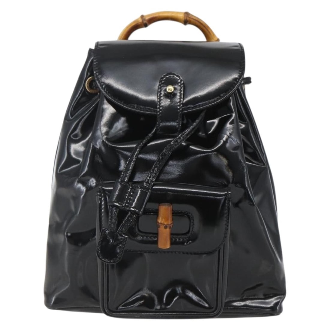 Gucci Vintage Bamboo black patent leather backpack (1 of 18)