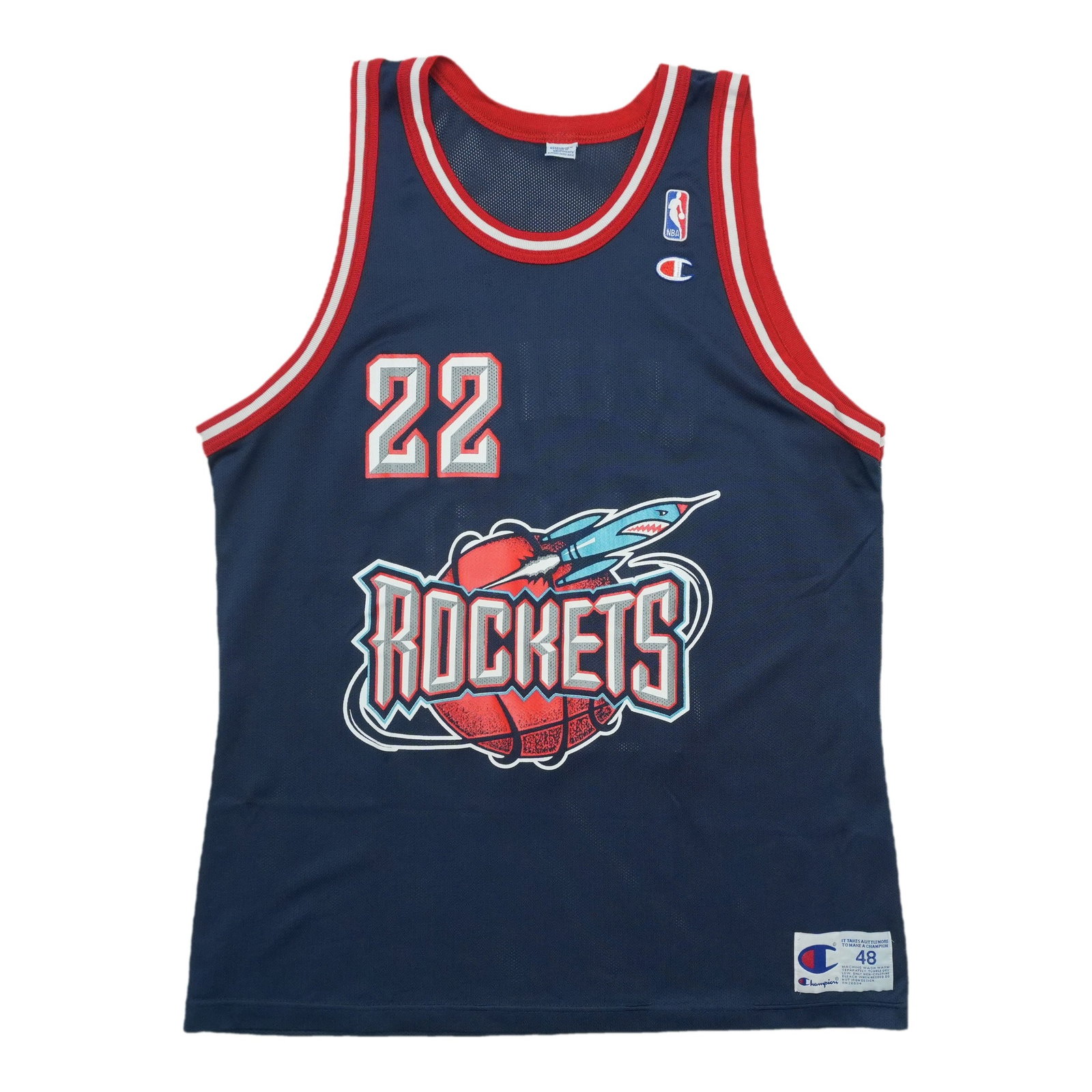 Champion Clyde Drexler Houston Rockets Blue Mesh Jersey 1990s (1 of 4)