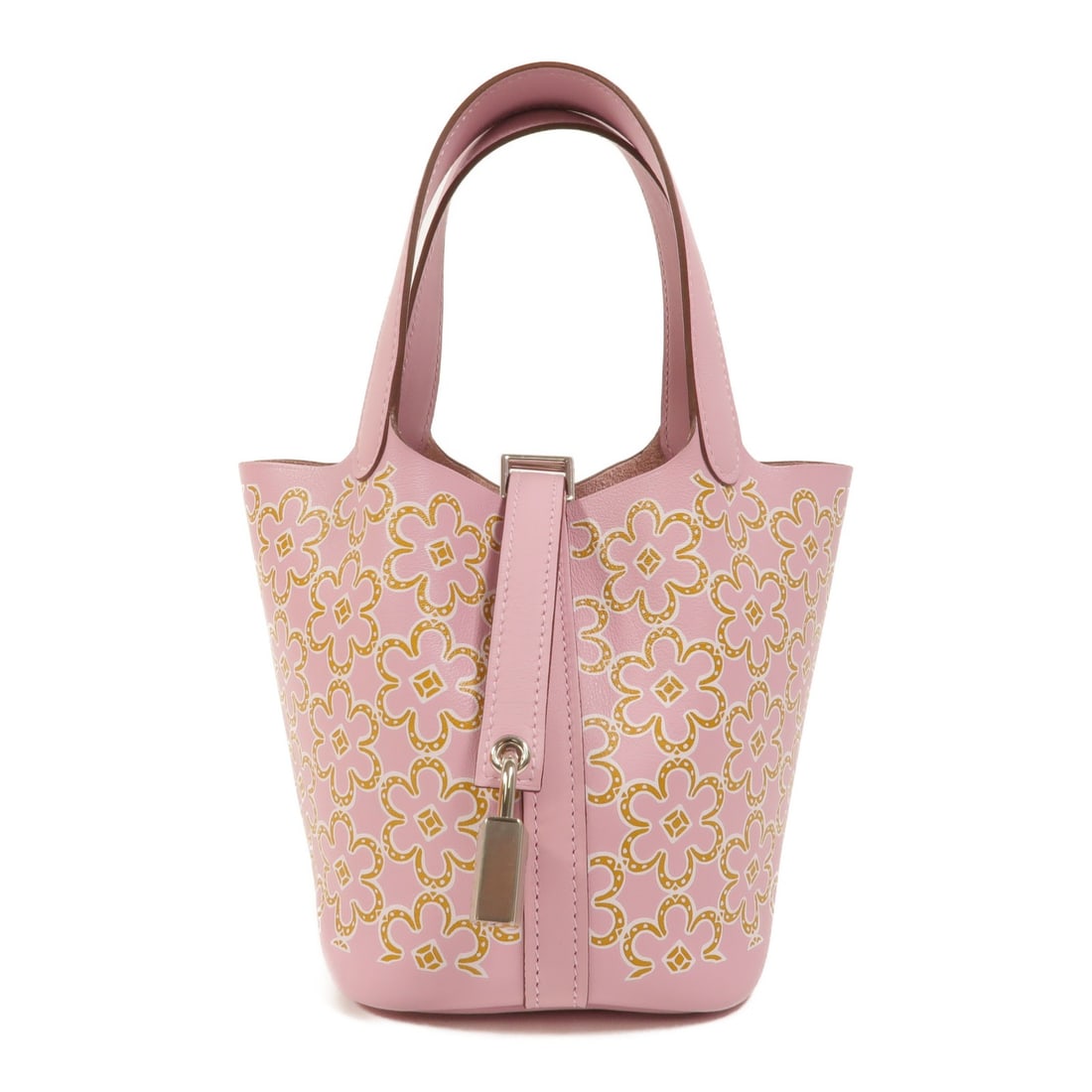 Hermes Picotin Micro Daisy 14 Swift Leather Bucket Bag Mauve Sylvestre PHW: Hermes Picotin Micro Daisy 14 Swift Leather Bucket Bag Mauve Sylvestre PHW Hermes Picotin Micro Daisy 14 bucket tote in Mauve Sylvestre, crafted in Veau Swift leather and calfskin. This piece features