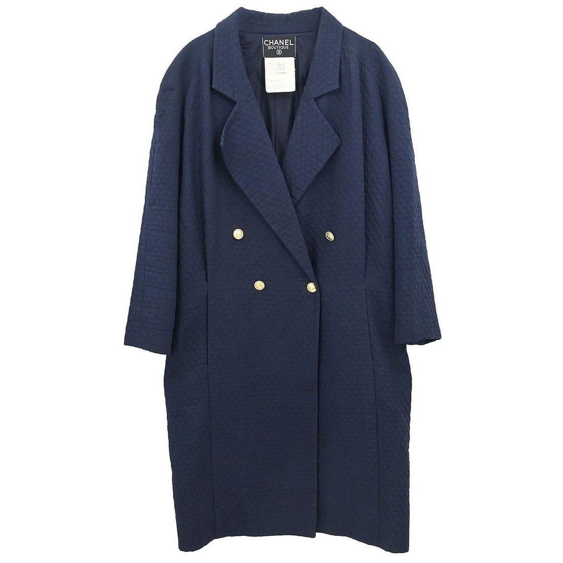 Vintage CHANEL Navy Cotton Long Coat FR 42 France (1 of 15)