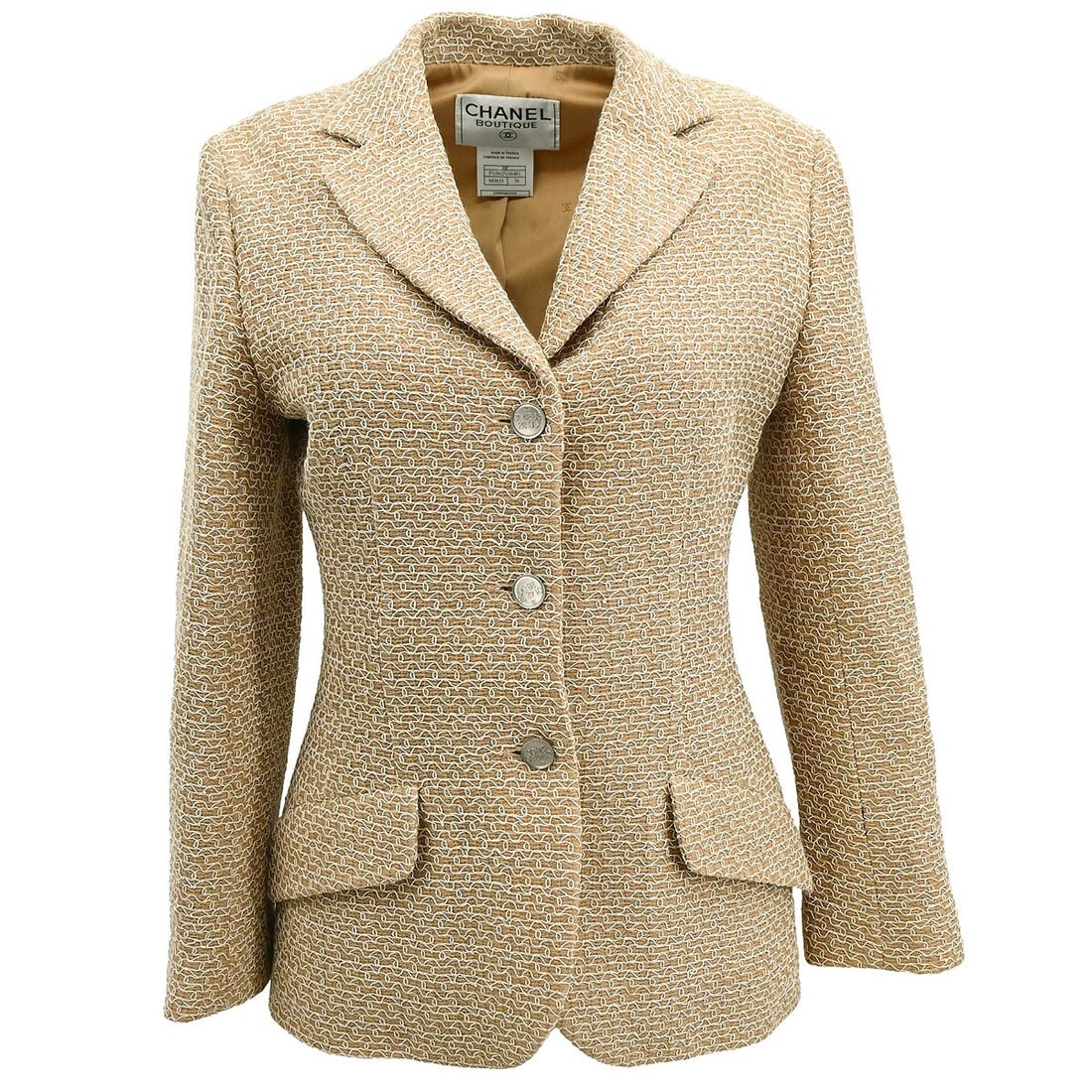 Vintage CHANEL Beige Wool Blend Mid Length Jacket Size 38 (1 of 10)