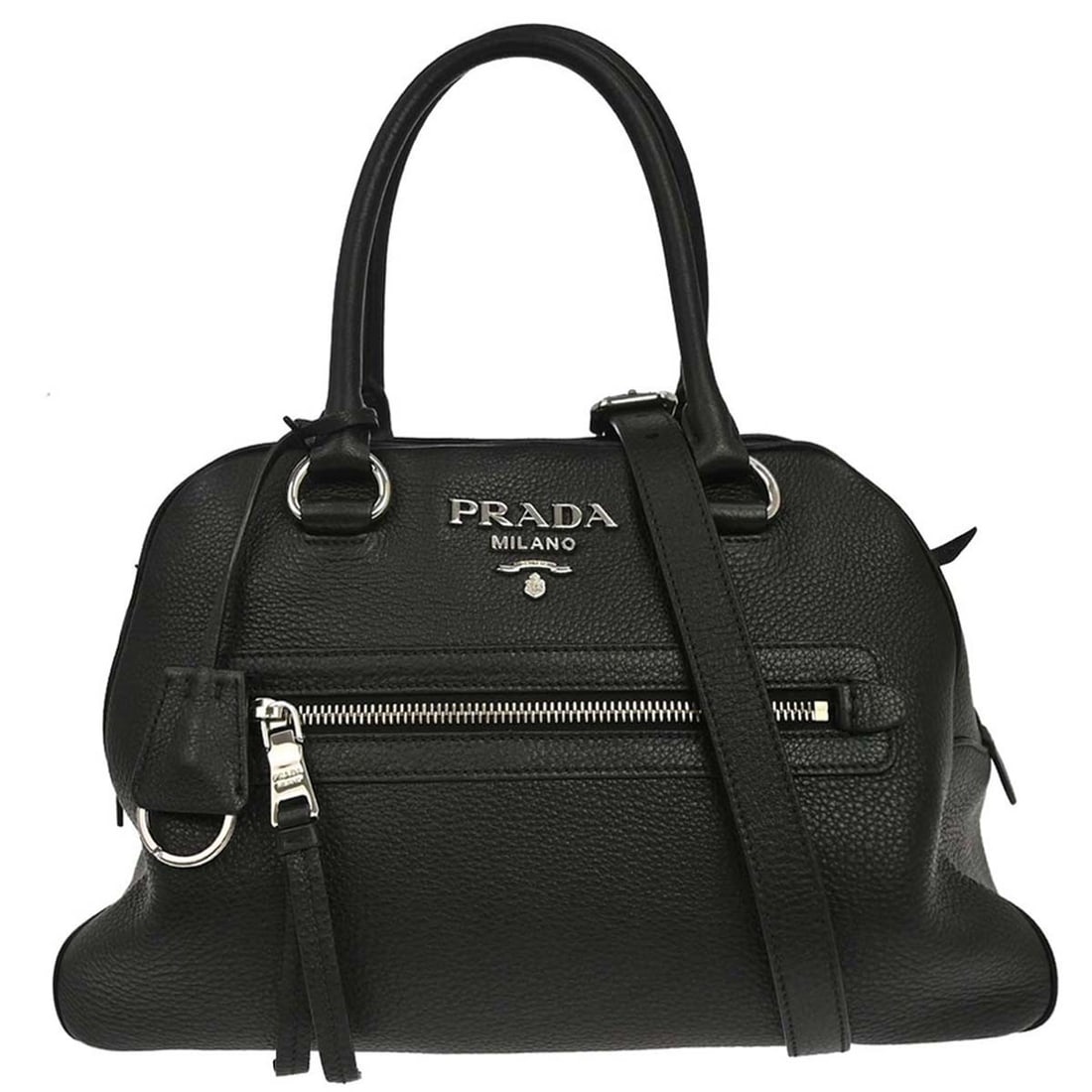 PRADA 1BB054 medium black leather 2way handbag (1 of 16)