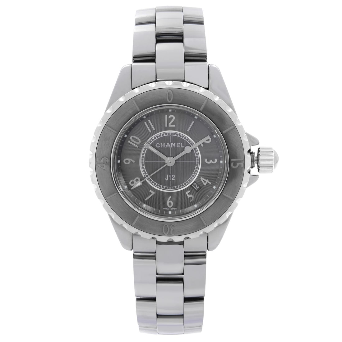 Chanel H2978 J12 ladies quartz watch gray dial 33mm ceramic (1 of 6)