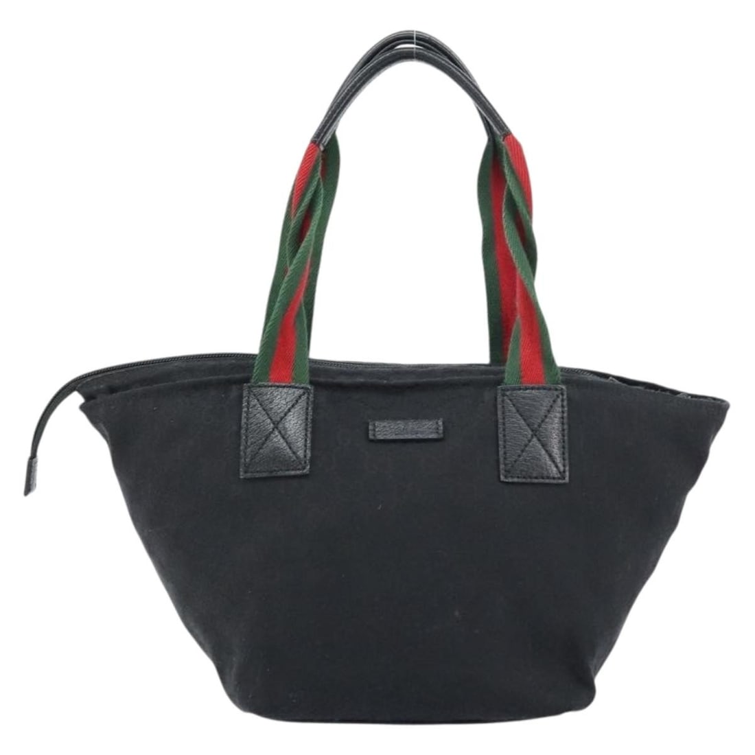 Gucci Web Zip Tote Black Canvas Handbag Made in Italy: Gucci Web Zip Tote Black Canvas Handbag Made in Italy This pre-owned Gucci Web Zip Tote is crafted from black canvas and designed for women. The bag features noticeable signs of use, including surface