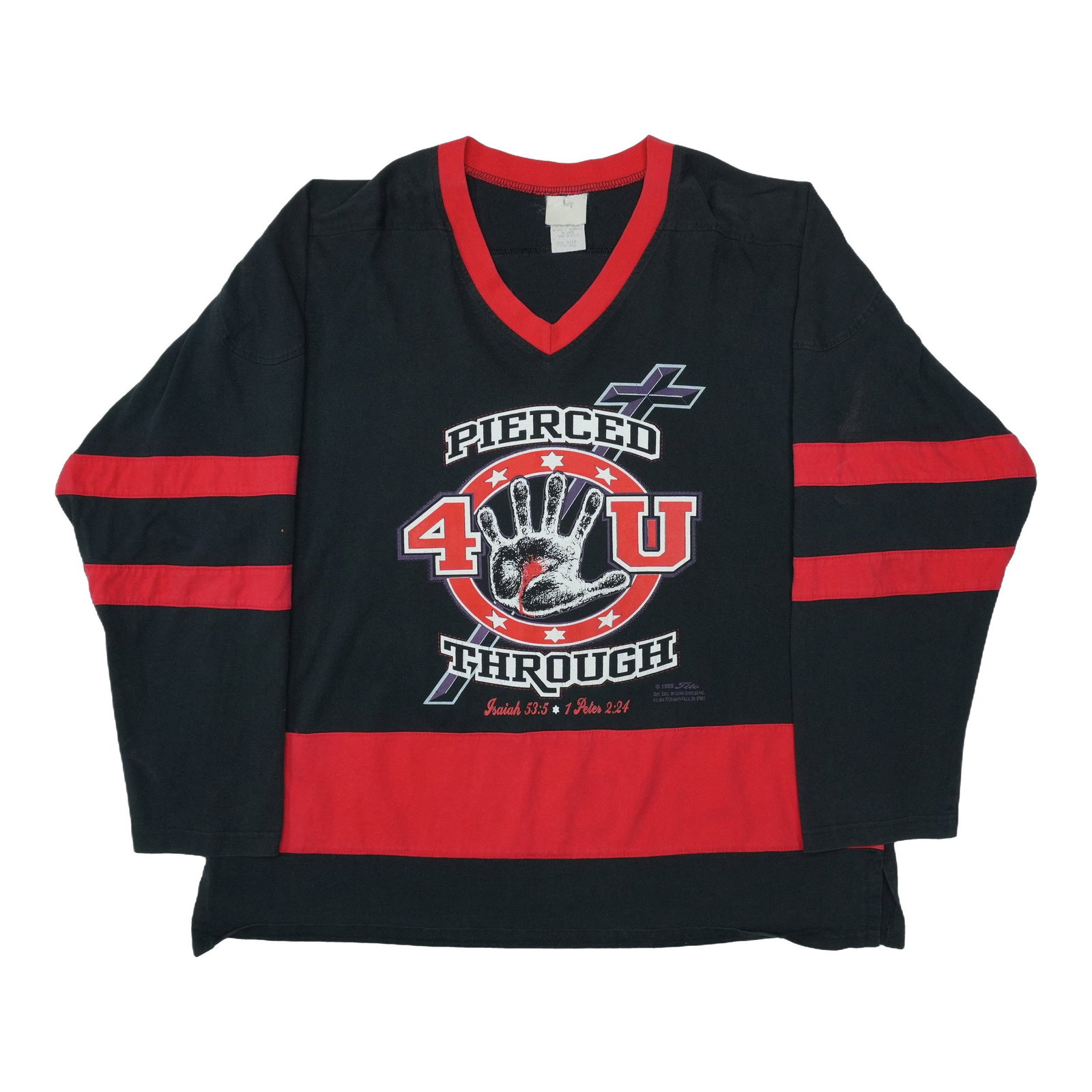 Black Polyester Mesh Christian Hockey Jersey Pierced 4 U John 3:3 1995 (1 of 7)