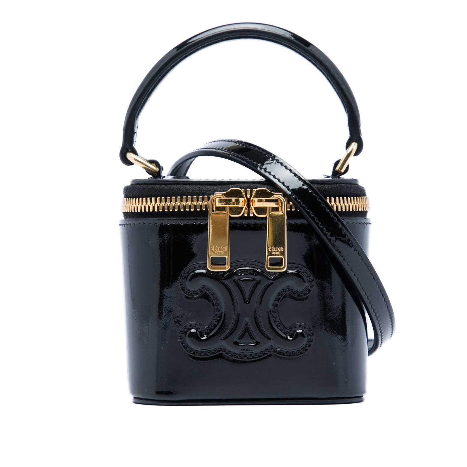 Celine Triomphe Mini Vanity Case in Black Patent Leather (1 of 7)