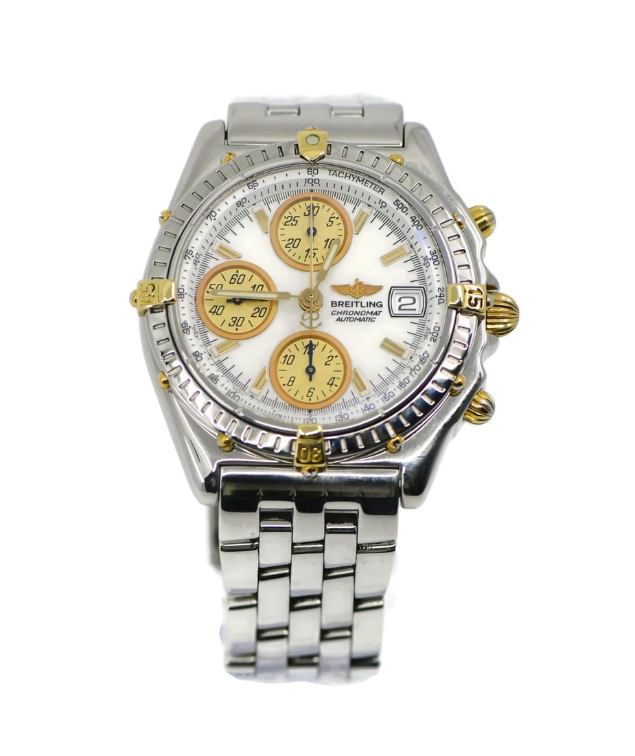Breitling Chronomat B13050.1 Two Tone Stainless Steel Automatic Watch: Breitling Chronomat B13050.1 Two Tone Stainless Steel Automatic Watch The Breitling Chronomat Two Tone Stainless Steel Watch B13050.1 is a sophisticated wristwatch that combines elegance with function