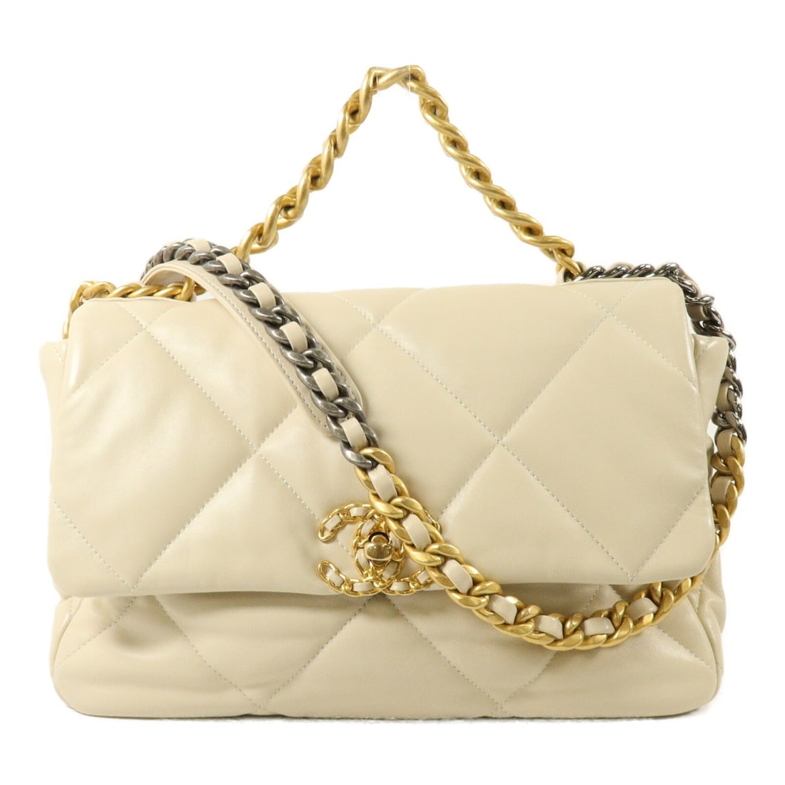 CHANEL Chanel 19 Medium Shoulder Bag AS1161 White Calfskin (1 of 16)