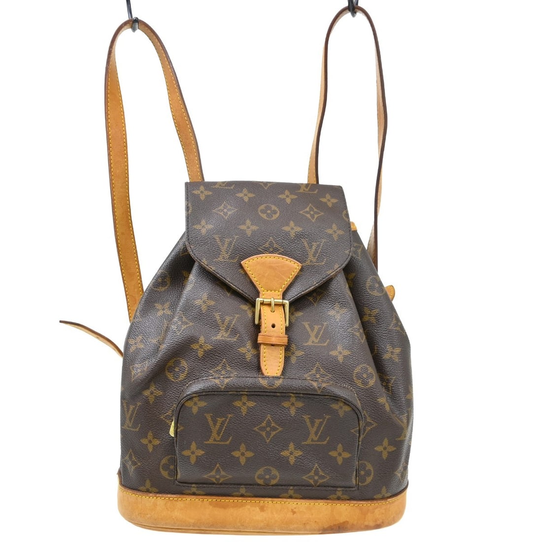 Louis Vuitton Montsouris MM Monogram Canvas Backpack M51136: Louis Vuitton Montsouris MM Monogram Canvas Backpack M51136 Vintage Louis Vuitton Montsouris MM backpack bag in brown Monogram canvas with leather trim. This medium backpack features a flap buckle and