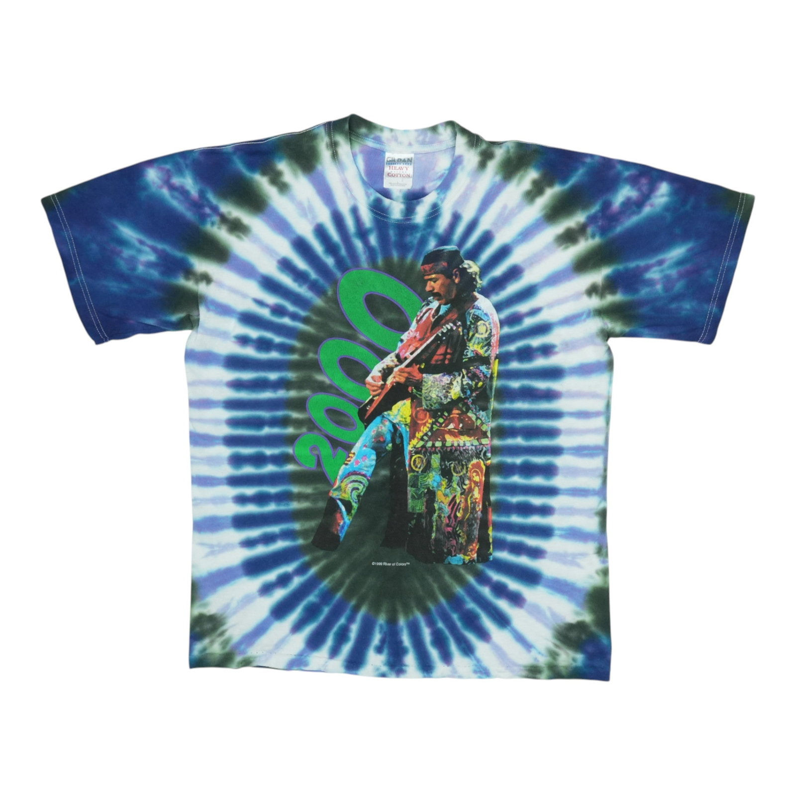 Vintage Carlos Santana 2000 Tie Dye Cotton T Shirt Large: Vintage Carlos Santana 2000 Tie Dye Cotton T Shirt Large Authentic vintage Carlos Santana tie dye shirt with front and back graphics. This original 2000 shirt is not a modern reproduction and is in ex
